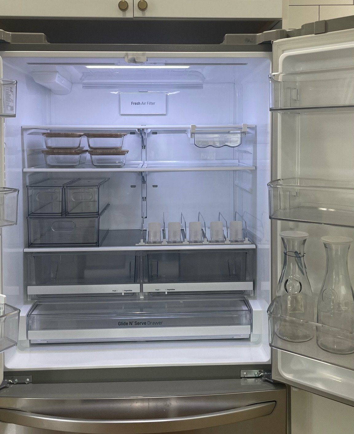 Glass storage containers with wood tops, glass milk containers with tops, drink dispenser, can dispenser, under the shelf egg storage, egg organizer, fruit and vegetable containers, produce drawers, fridge organization, amazon organization, transparent fridge organization, glass kitchen organization, clear plastic bin organizers

#LTKunder50 #LTKhome #LTKfamily