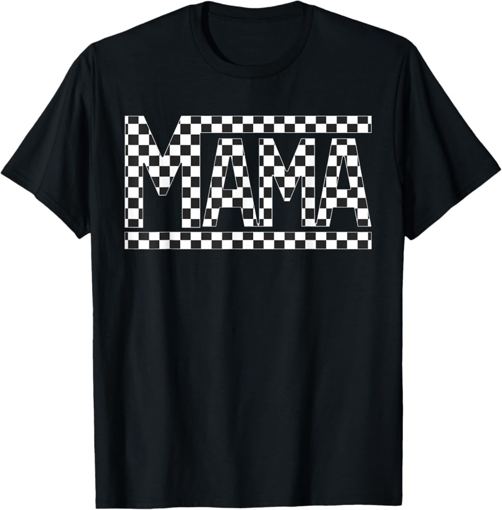 Checkered Mama Black White for Moms Funny T-Shirt | Amazon (US)