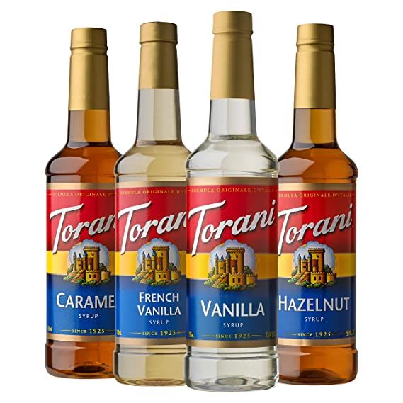 Torani Variety Pack Caramel, French Vanilla, Vanilla & Hazelnut, 25.4 Ounces (Pack of 4) | Amazon (US)