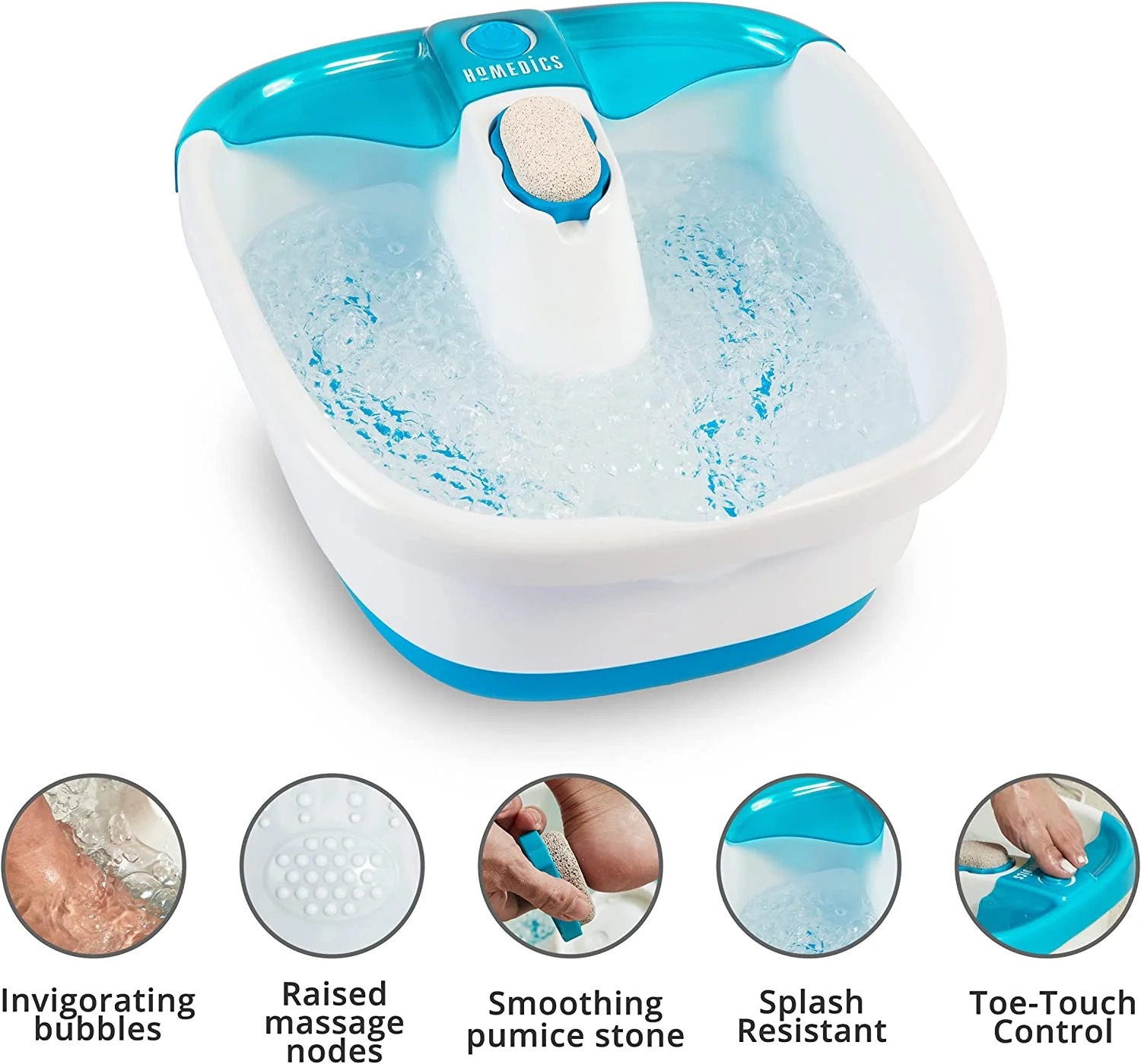 Homedics Bubble Mate Heated Foot Spa Bubble Foot Massager with Raised Massage nodes and Removable... | Walmart (US)