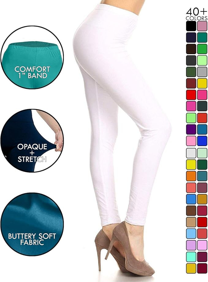 Leggings Depot High Waist Leggings for Women Buttery Soft 1 inch Waistband Solid Leggings - Reg, ... | Amazon (US)