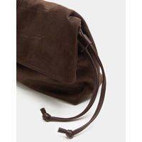 M&S Suedette Ruched Fold-Over Clutch Bag Bitter Chocolate | Marks & Spencer (UK)