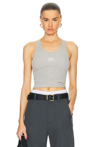 Miu Miu Racerback Tank Top in Grey | FWRD 