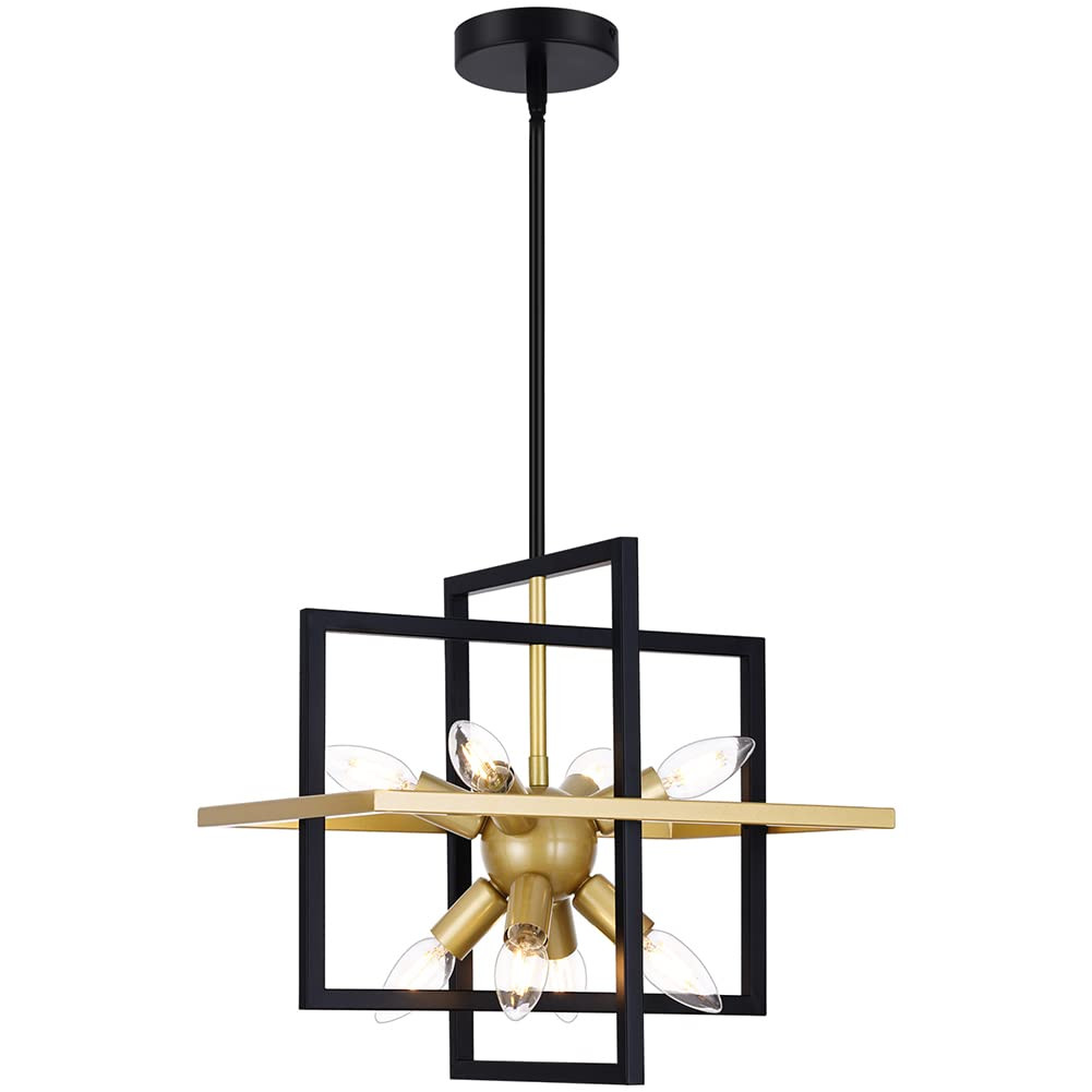 Yasince Small Metal Lantern Chandeliers, 8-Light Modern Geometric Pendant Light Fixture, Industrial  | Amazon (US)