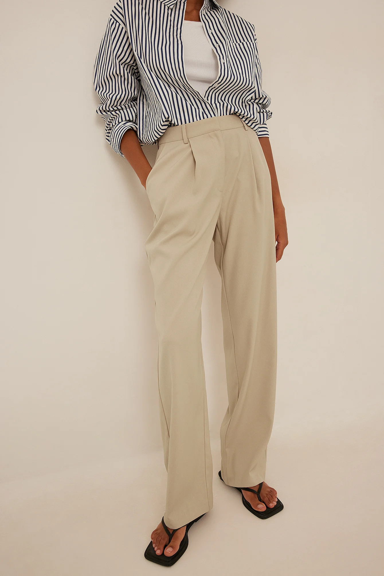 Recycled Tailored Straight Leg Suit Pants Beige | NA-KD US