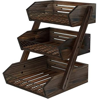 Dorhors Fruit Basket for Kitchen,Fruit Bowl,Kitchen Counter Organizer,Wooden Vegetable Holder for... | Amazon (US)