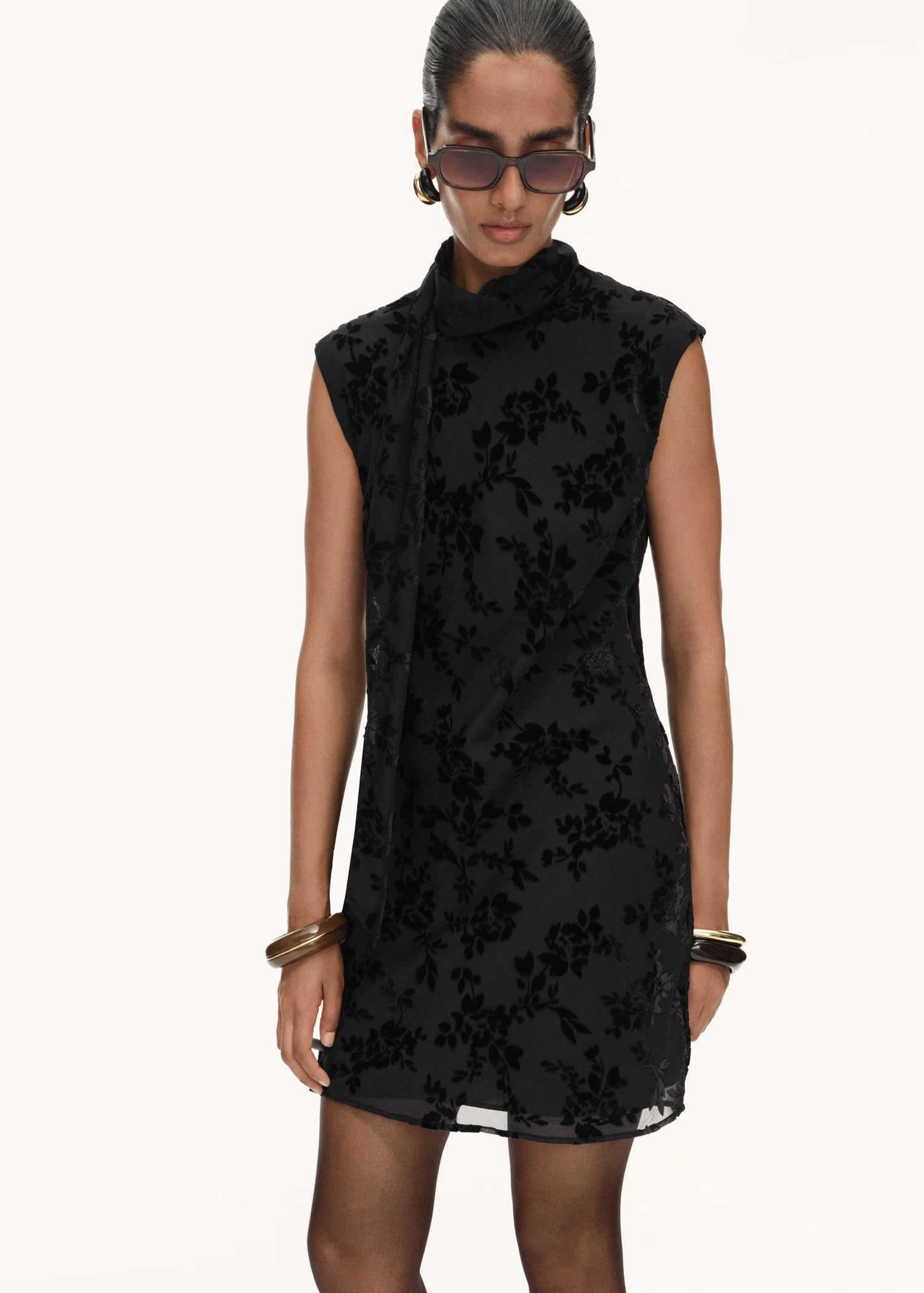 Floral jacquard foulard dress - Women | MANGO USA | Mango (US/MX/AU)