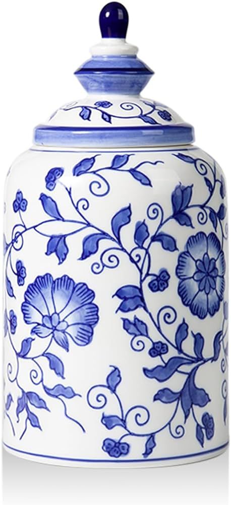 Magclay Blue and White Ginger Jar for Home Decor, Chinoiserie Vase Decor, Ceramic Decorative Jars... | Amazon (US)
