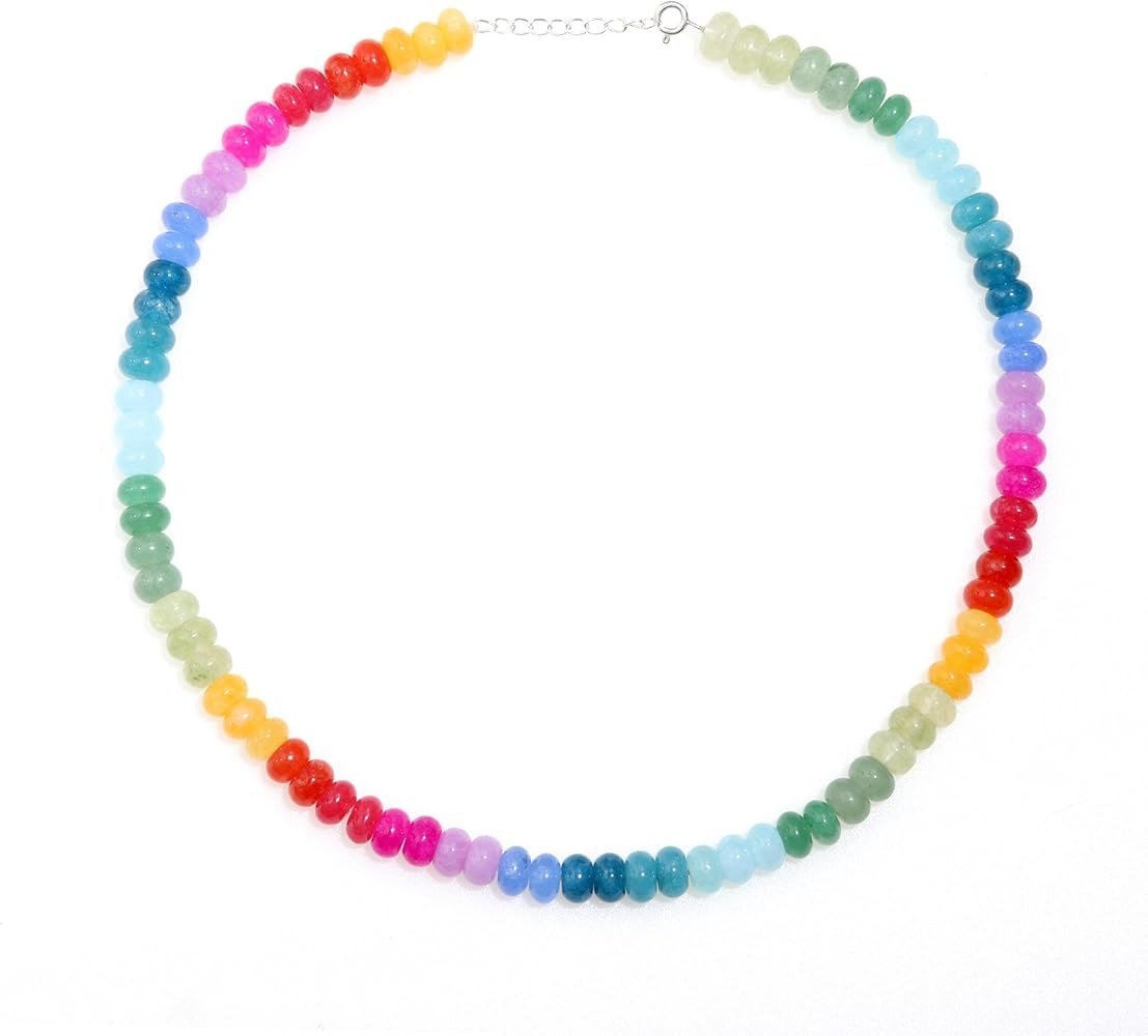 Mix Gemstone Beaded Necklaces For Women, Multicolor Handmade Bead Necklaces, Choker Necklace, Sur... | Amazon (US)