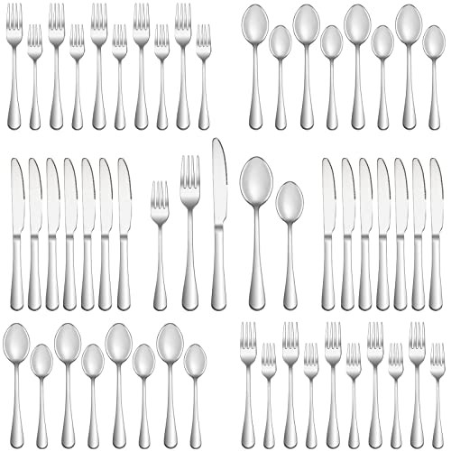 40 Piece Silverware Set Service for 8,Premium Stainless Steel Flatware Set,Mirror Polished Cutlery Utensil Set,Durable Home Kitchen Eating Tableware Set,Include Fork Knife Spoon Set,Dishwasher Safe | Amazon (US)