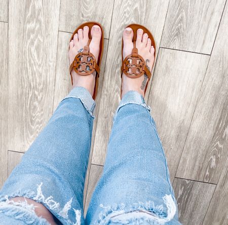 I have worn the Tory Burch Miller sandals over a decade love them but these are a game changer for sure. Love the soft too they are super comfy but the clouds have support addicted. Linking these boyfriend jeans too they are on sale  online so comfy you can size down for a more fitted waist they do run a size larger so normally I’m a 10 then the 6 fit me but the 8 had the look I loved. Happy shopping friends 

Boyfriend jeans • Miller cloud sandals • fall fashion 

#boyfriendjeans #toryburch #millersandals #affordablefashion 

#LTKshoecrush #LTKstyletip #LTKSeasonal