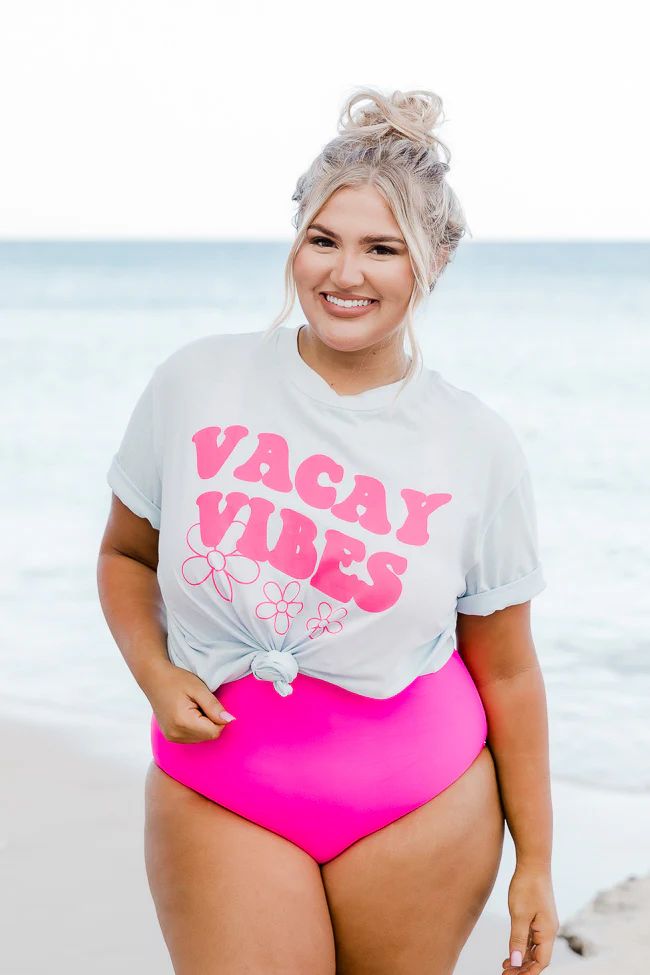 Vacay Vibes Light Blue Overszied Graphic Tee | Pink Lily