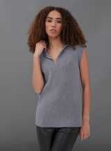 Grey Half Zip Oversized Sweater Vest - Polene | 4th & Reckless