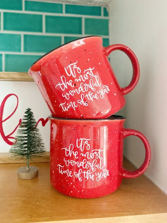 Red speckle campfire Christmas mug  Its the most wonderful | Etsy | Etsy (US)
