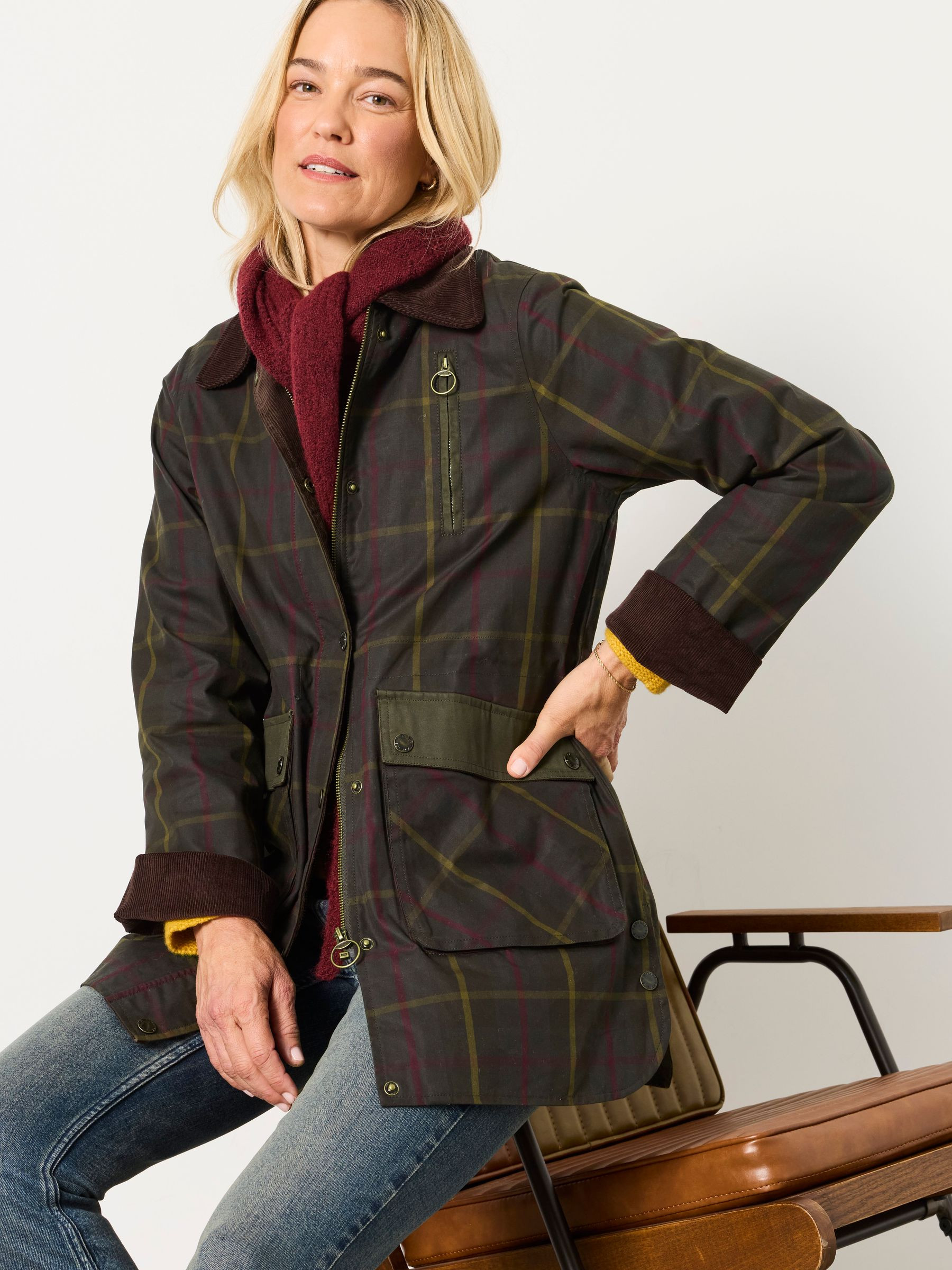 Kent Green Petite Check Barn Jacket | Fat Face