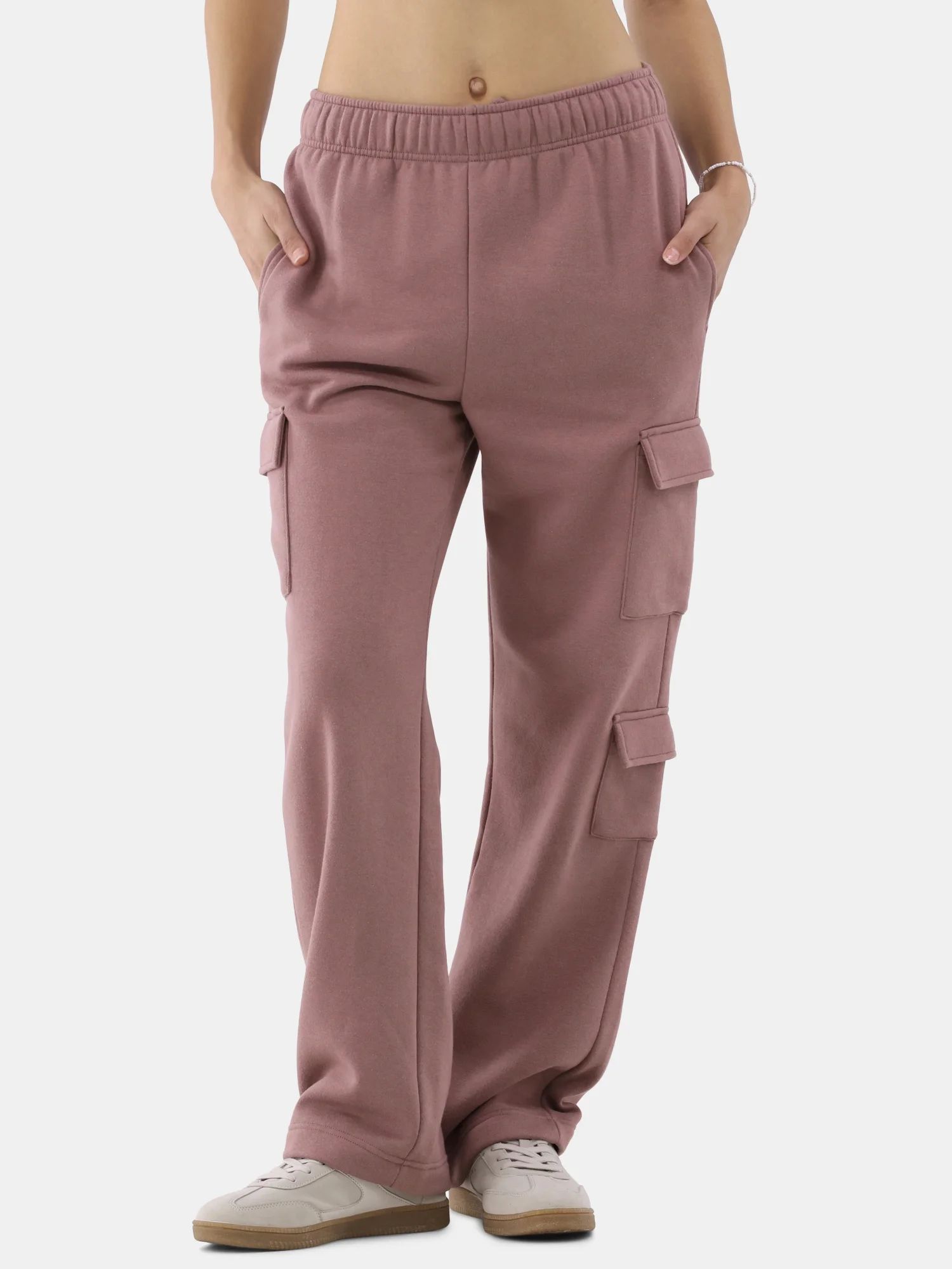 No Boundaries Cargo Fleece Joggers, Women’s and Women’s Plus | Walmart (US)