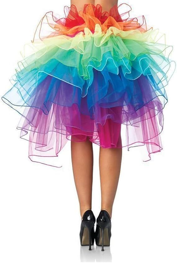 Women Layered Rainbow Tutu Skirt Dancing Ruffle Skirt Mini Skirt Petticoat - One Size Fits Most | Amazon (US)