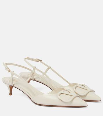 VLogo leather slingback pumps | Mytheresa (UK)