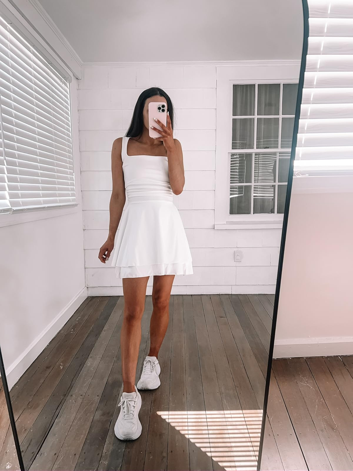 Bridal / white dress- wearing S, sneakers true to size! Mini dress/hoka sneakers/bridal/summer outfit
 

 #LTKSummerEdit #LTKPetite #LTKWedding