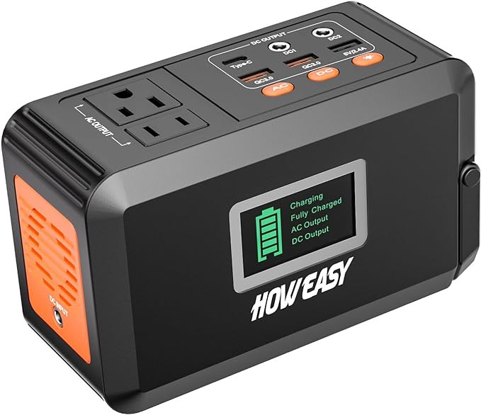 HOWEASY Portable Power Station, 88Wh Solar Generator, Lithium Battery Power with 110V AC 150W Pea... | Amazon (US)