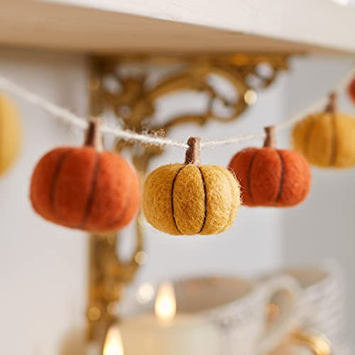 Lights4fun 1.3m Autumn Halloween Felt Pumpkin Garland Hanging Decoration for Indoor Use | Amazon (UK)