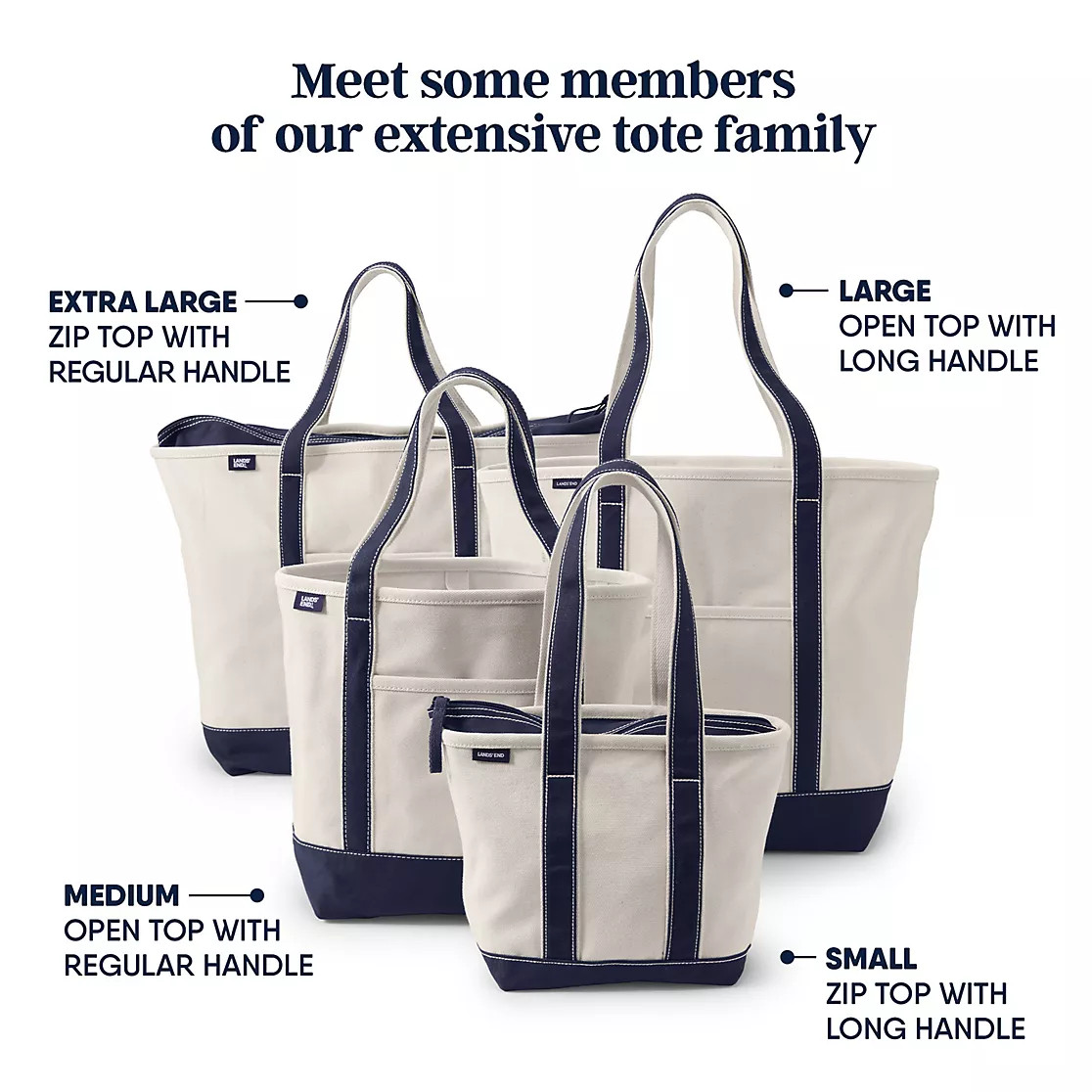 Medium 5 Pocket Open Top Long Handle Canvas Tote Bag | Lands' End (US)