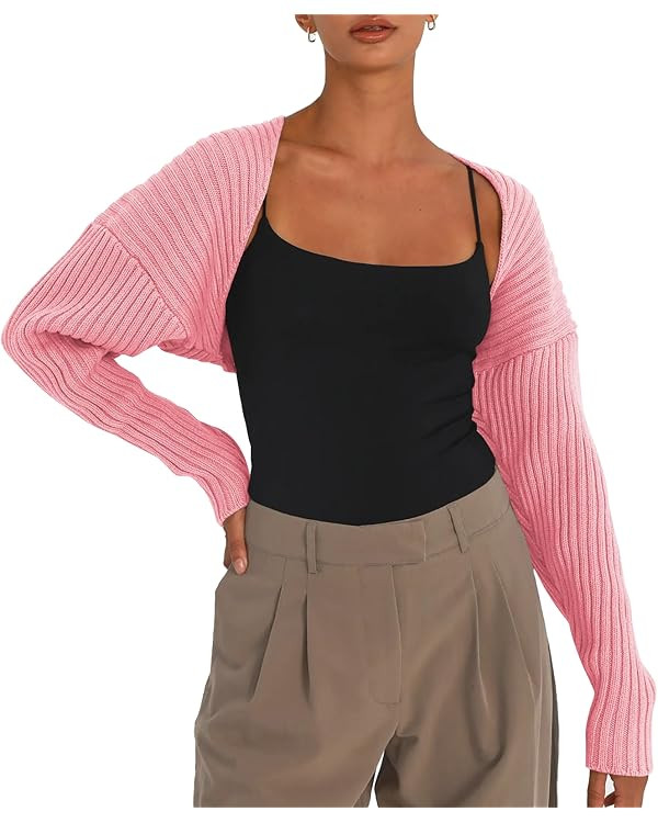 LILLUSORY Y2K Bolero Fall Long Sleeve Cardigan Cropped Open Front Shrug 2023 Sweater Women | Amazon (US)
