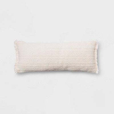 Oversized Cotton Textured Striped Throw Pillow with Fringe - Threshold™ | Target