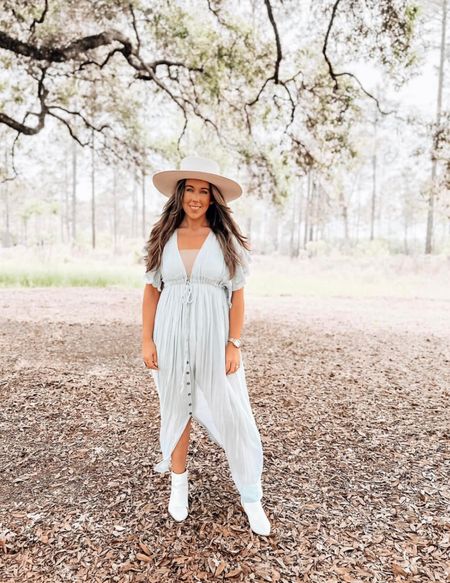 In love with this look!! My dress is available in so many color options! Unfortunately my hat is sold out but linked one similar.

#LTKWedding #LTKTravel #LTKStyleTip