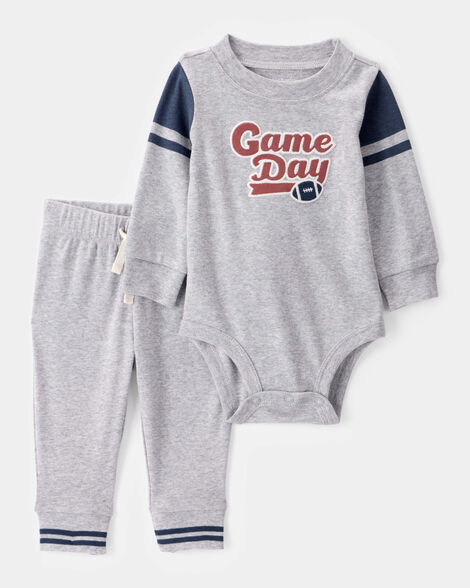 Baby 2-Piece Game Day Long-Sleeve Bodysuit Pant Set - Grey | Carter's Inc