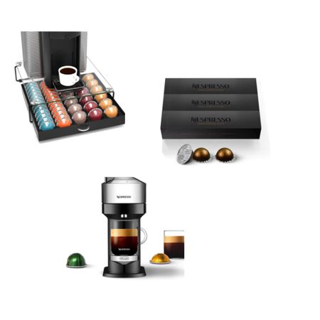 If you haven’t bought a Nespresso now is the time with amazons big spring sale!!

Nespresso vertuo delux
Medium roast chiro pods
POD holder 
