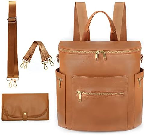 Amazon.com: Diaper bag, Leather Diaper Bag Backpack by MF Store, Diaper Backpack with Laptop Slee... | Amazon (US)