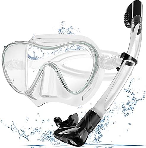 Bairuifu Snorkel Mask, 100% Food-Grade Silicone Full Dry Top Snorkel Set Anti-Fog Tempered Glass Scu | Amazon (US)