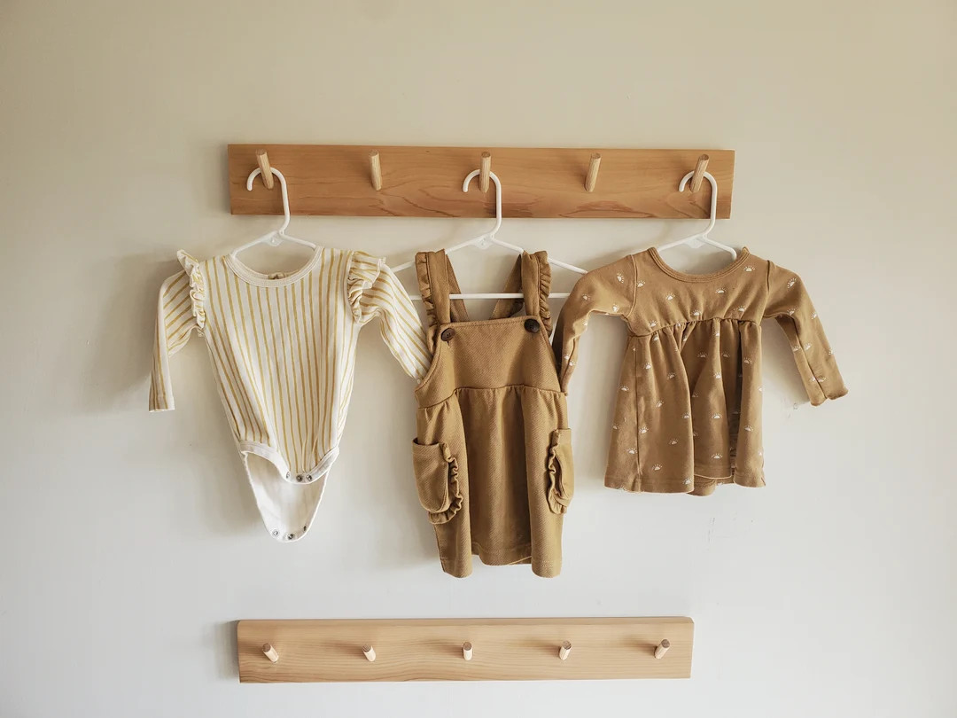 Nursery Angled Peg Rack Natural Cedar Nursery Garment Rack - Etsy | Etsy (US)