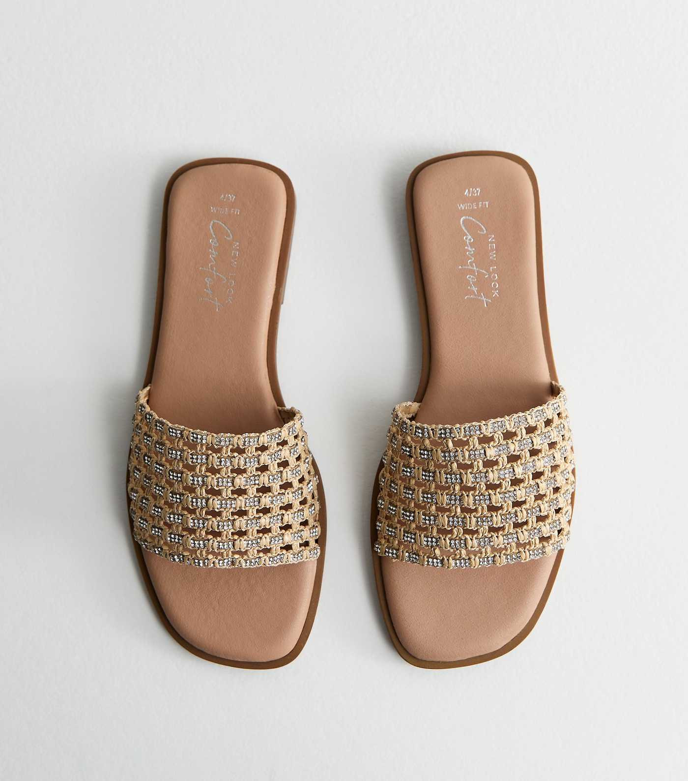 Wide Fit Off White Woven Mule Sandals | New Look | New Look (UK)