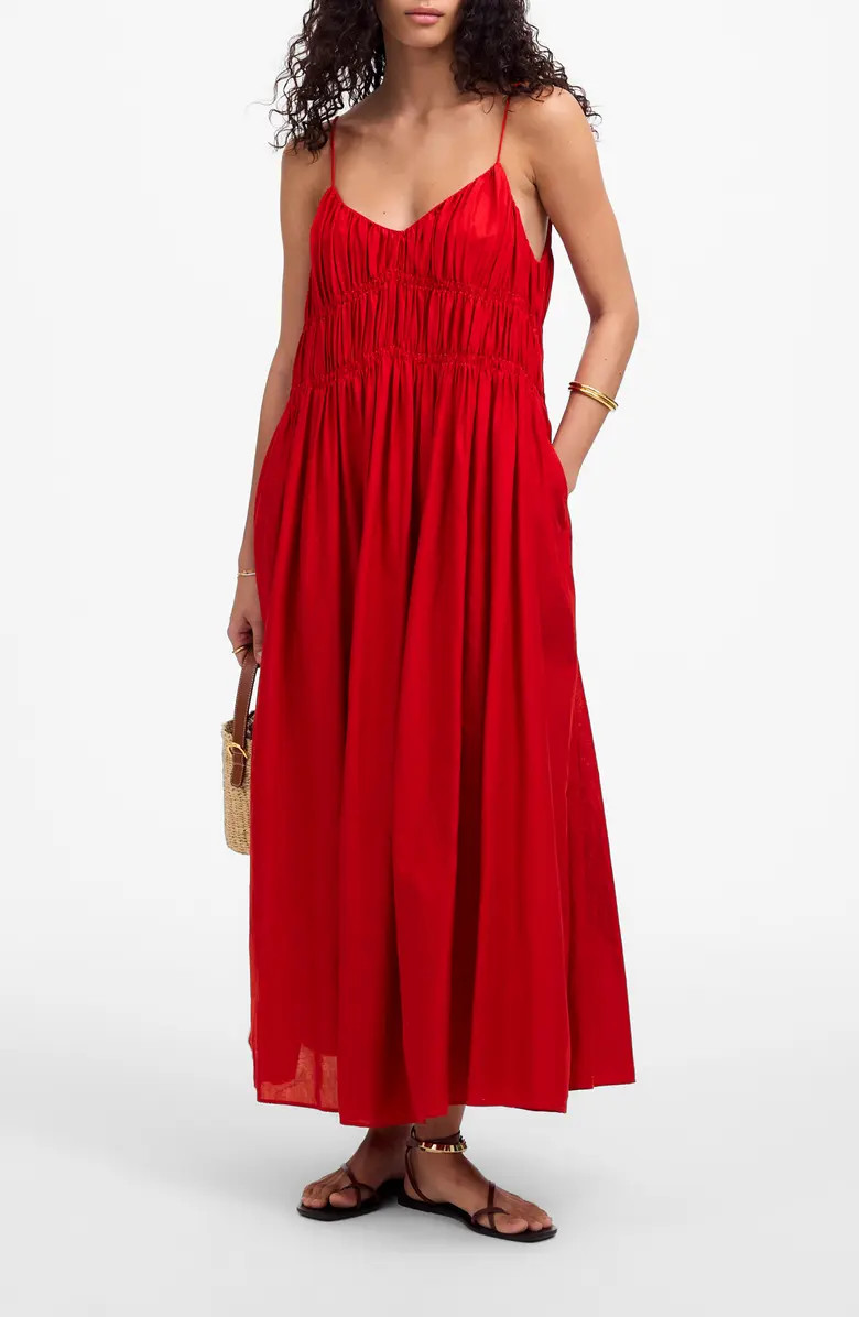 Madewell Textured V-Neck Midi Dress | Nordstrom | Nordstrom