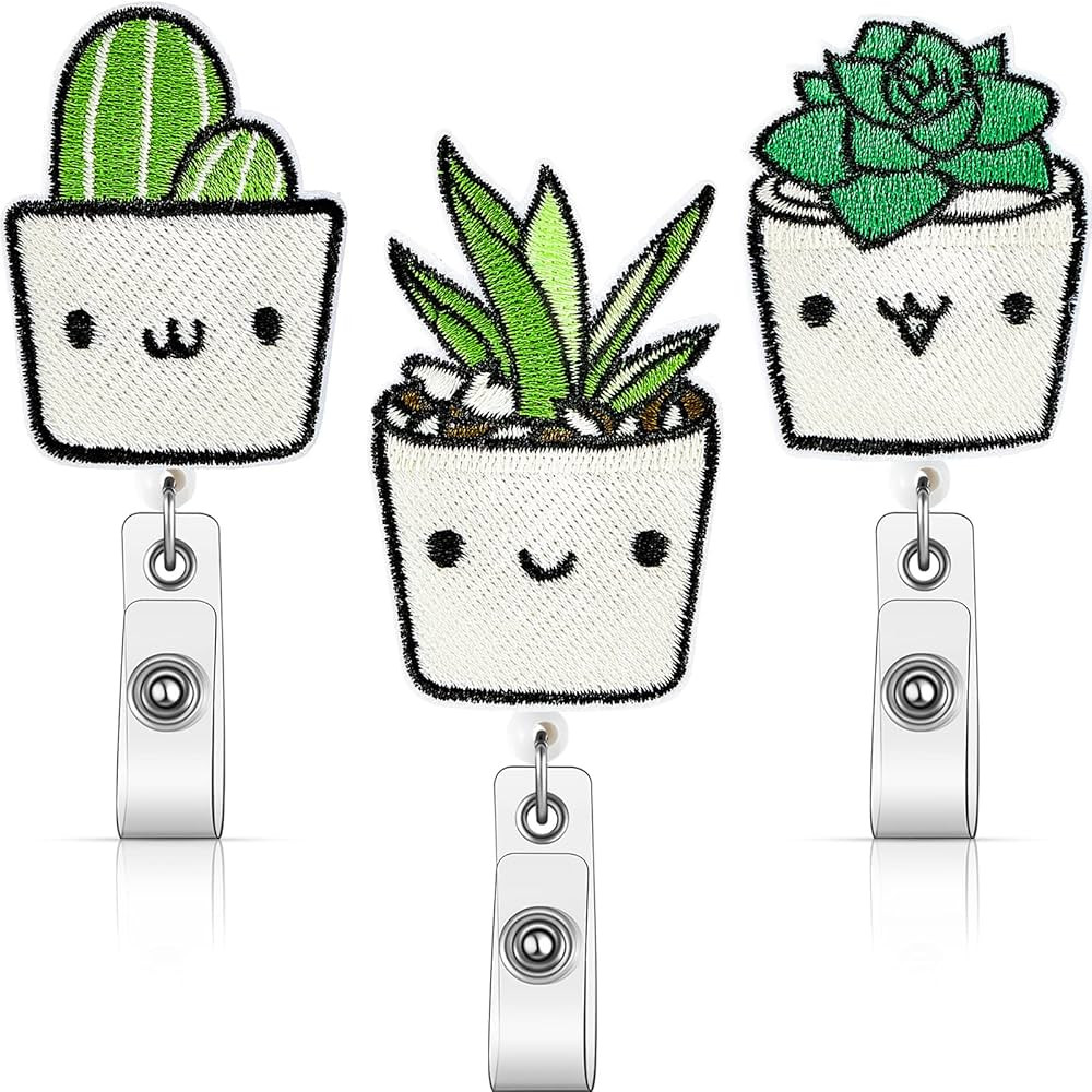 3 Pieces Plant Badge Reel Cute Badge Reels Retractable Badge Holders Pack with Swivel Clip Funny ... | Amazon (US)