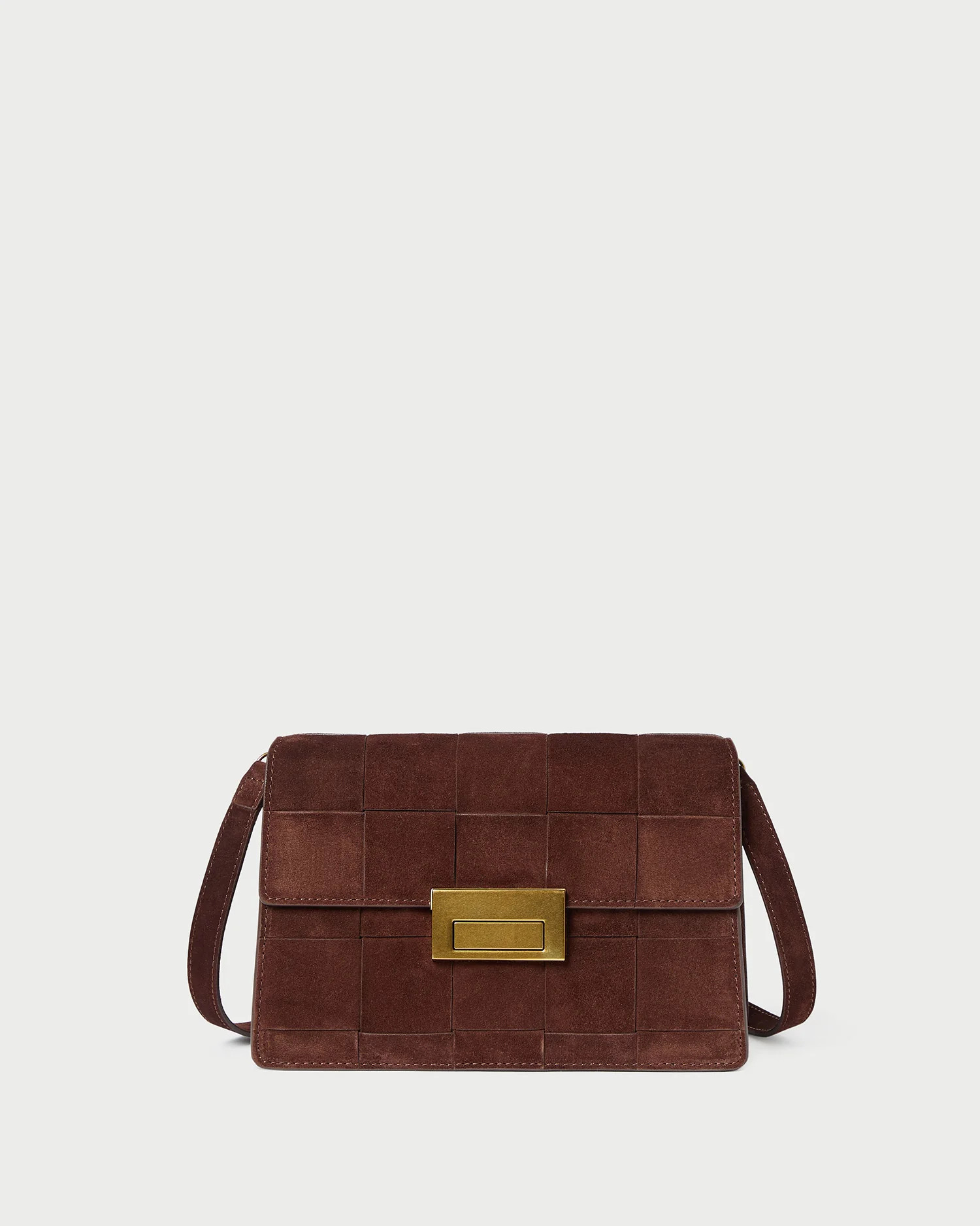 Delphine Espresso Woven Suede Shoulder Bag | Loeffler Randall