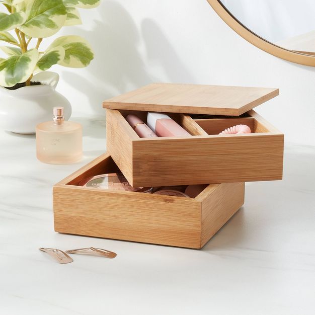 6" x 6" x 4" Square Swivel Hinge Bamboo Countertop Organizer - Brightroom™ | Target