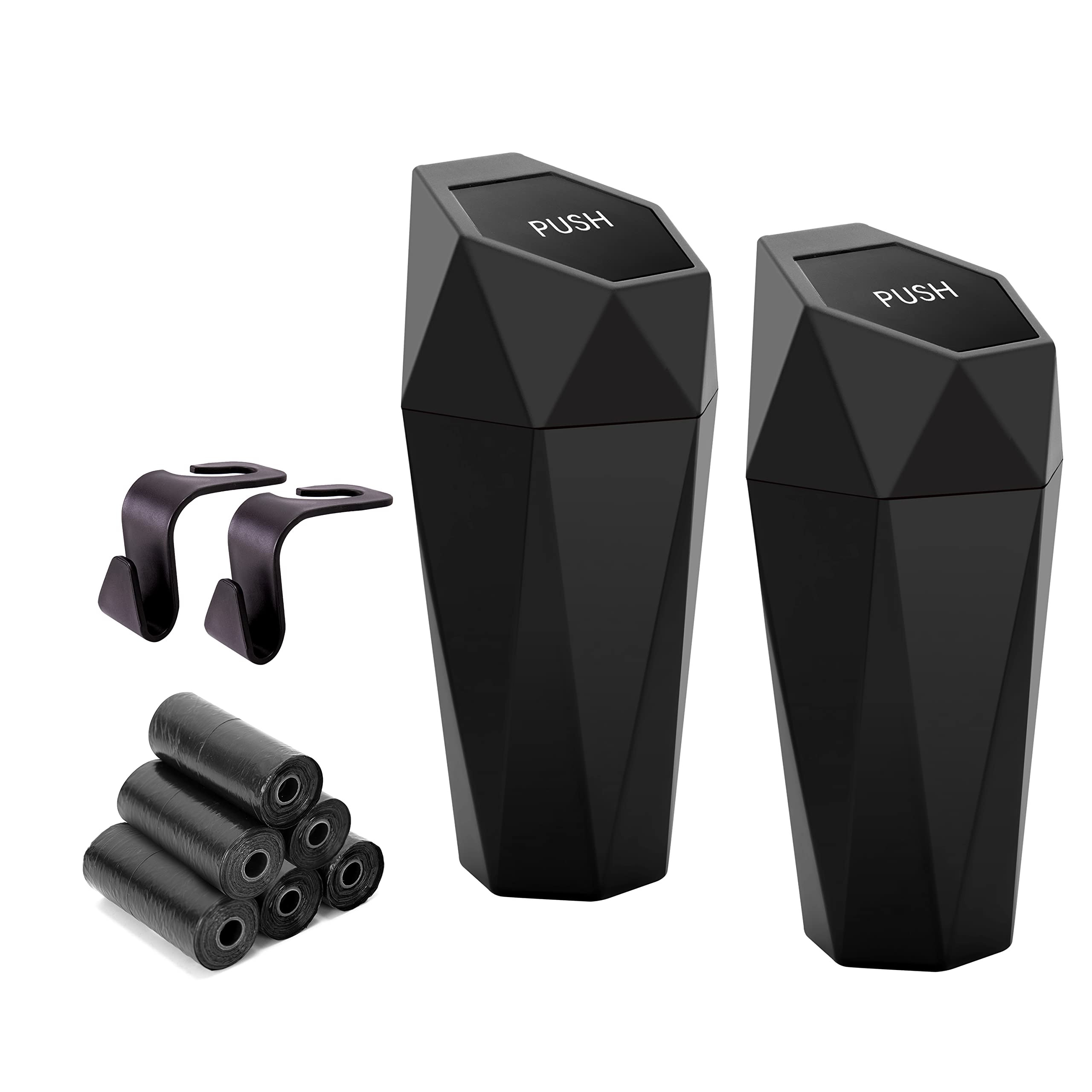 Ginsco Car Trash Can Cup Holder, 2 Pack Mini Trash Can with Lid, Car Accessories for Interior, Le... | Amazon (US)