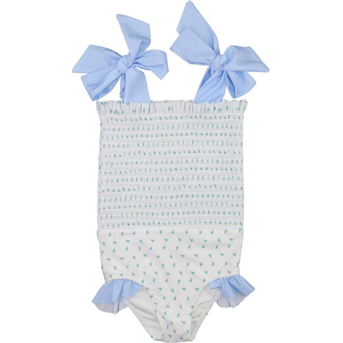 Blue Rosebud Smocked Vintage Swimsuit - Shipping Mid March | Cecil and Lou