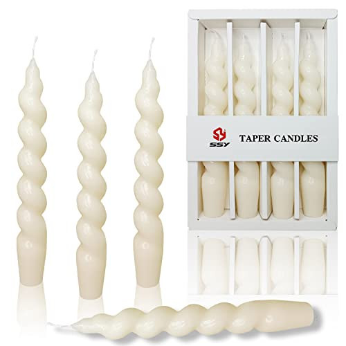 Unscented Spiral Taper Candles White - 4 PCS Twisted Candle 7.5 inch Handmade Candle Sticks for Dinner Wedding Home Decor, Relaxation & All Occasions | Amazon (US)