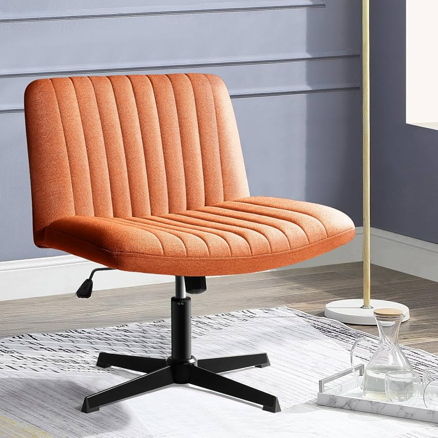 PUKAMI Criss Cross Chair,Armless Cross Legged Office Desk Chair No Wheels,Fabric Padded Modern Sw... | Amazon (US)