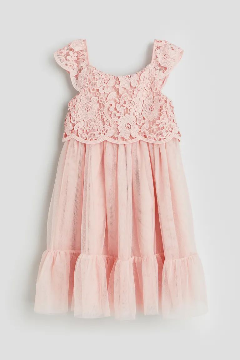 Lace and Tulle Dress - Dusty pink - Kids | H&M US | H&M (US + CA)