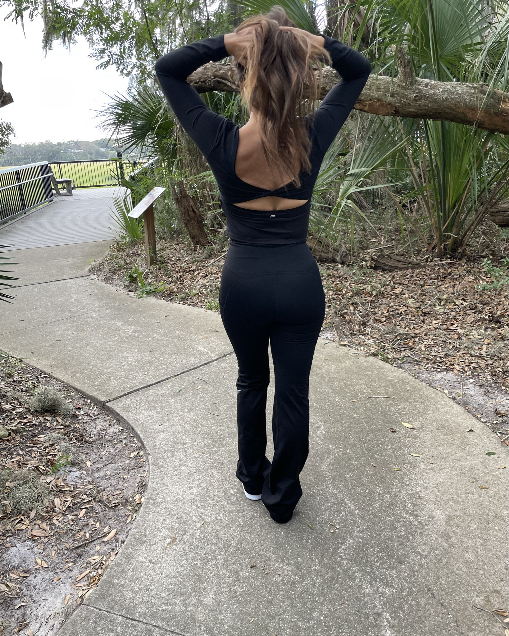 Athleisure wear | twist back long sleeves black top and mini flare high waisted legging | both in small

#LTKStyleTip #LTKSaleAlert #LTKFindsUnder100