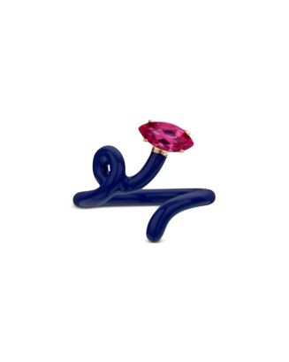 9K Yellow Gold & Sterling Silver Baby Vine Corundum and Navy Blue Enamel Tendril Ring | Bloomingdale's (US)