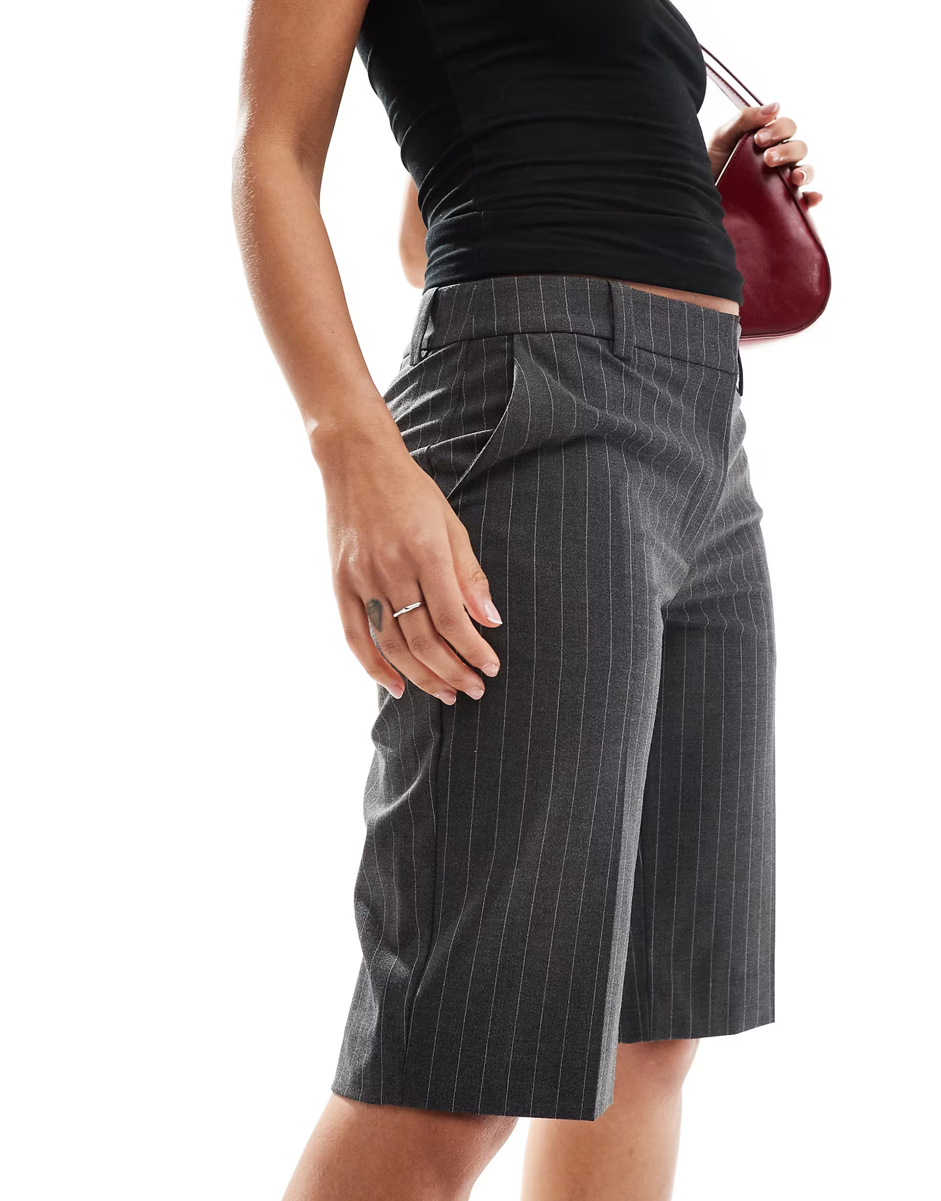 Weekday Esi tailored shorts in grey pinstripe | ASOS (Global)