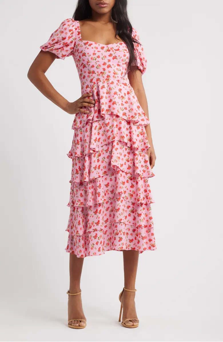 Agatha Floral Tiered Ruffle Midi Dress | Nordstrom