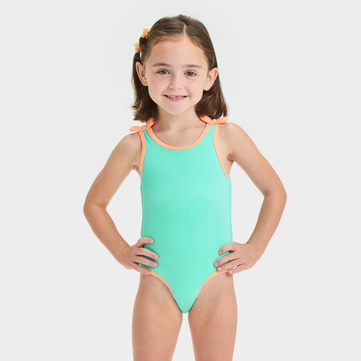 Toddler Girls' Solid Ribbed Value One Piece Swimsuit With Bow - Cat & Jack™ | Target