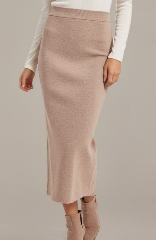 Modenaire Soft Stretch Knit Midi Skirt in Beige at Nordstrom, Size Small | Nordstrom
